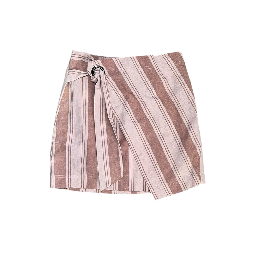Free People Striped Wrap Skirt in Pink and Brown